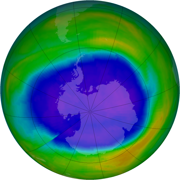 Antarctic ozone map for 22 September 1993